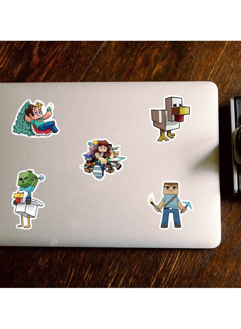 Folanry 100 Pcs Minecraft Waterproof Stickers for Water Bottle, Laptop, Skateboar,d Computer, Phone.Cute Cartoon Stickers for Kids Teens - Image 4
