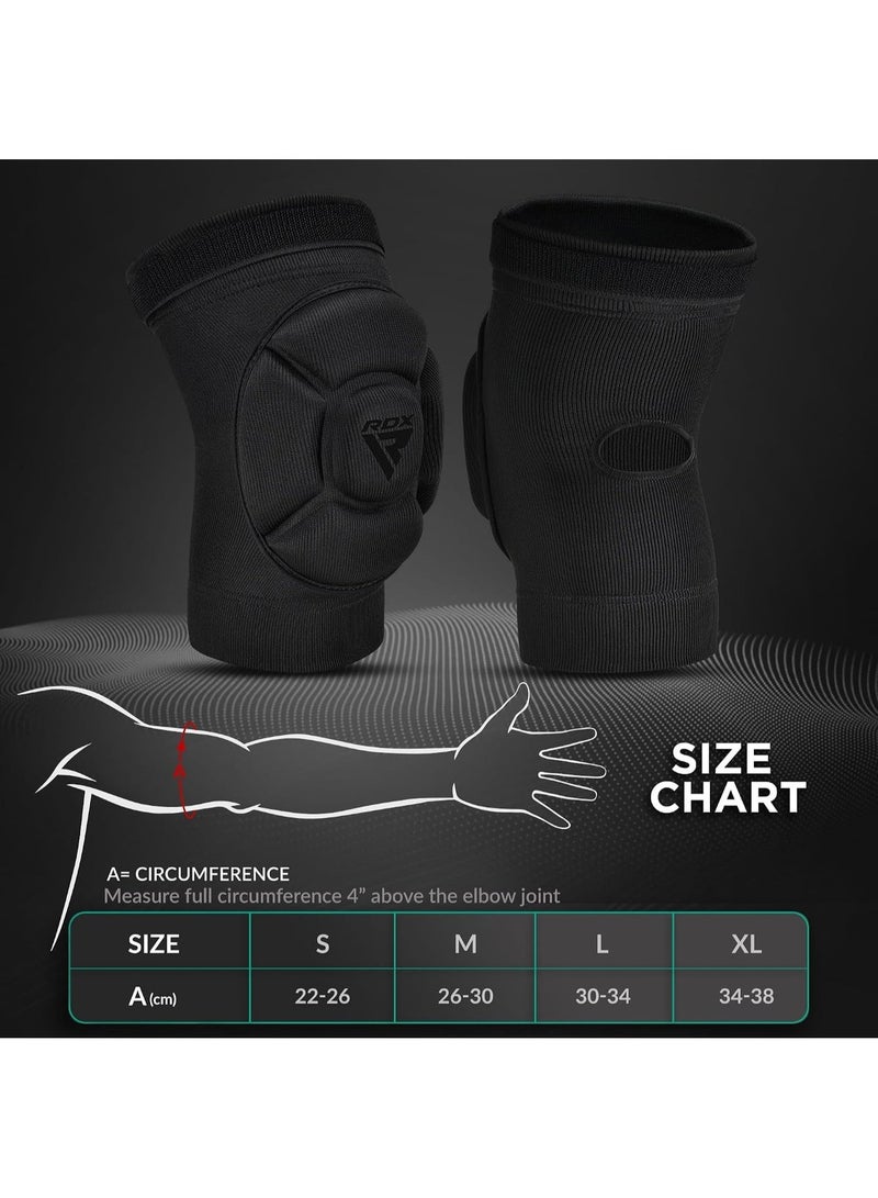 RDX Pro Elbow Pads - CE SATRA Approved Compression Padded Sleeves for MMA, Kickboxing, and Sports -M |Black/Black (HYP-EBB-M) - Image 2