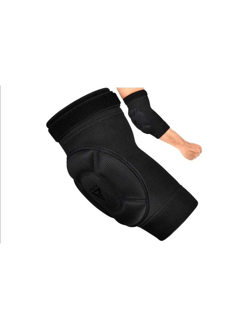 RDX Pro Elbow Pads - CE SATRA Approved Compression Padded Sleeves for MMA, Kickboxing, and Sports -M |Black/Black (HYP-EBB-M) - Image 1