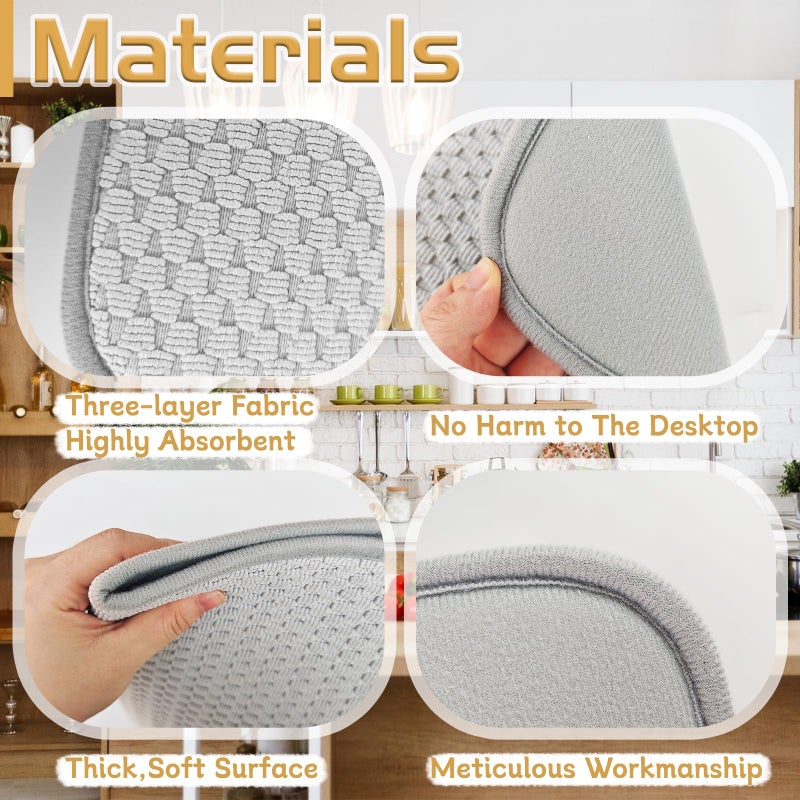 Bvrbaory 2 Pack Microfiber Dish Drying Mat,24x17" Large Size Highly Absorbent Dish Drainer Mat,Kitchen Counter Quick Dry Pads for Under Sink,Coffee Rack(Gray) - Image 3