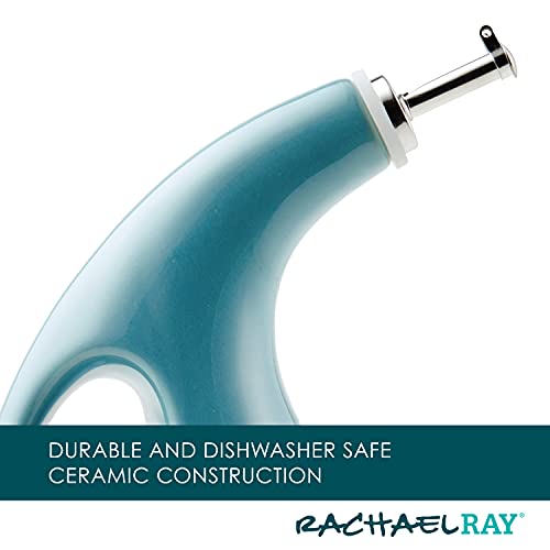 Rachael Ray 48467 Ceramic EVOO Oil and Vinegar Dispensing Bottle with Spout, 24 Ounce - Agave Blue - Image 5