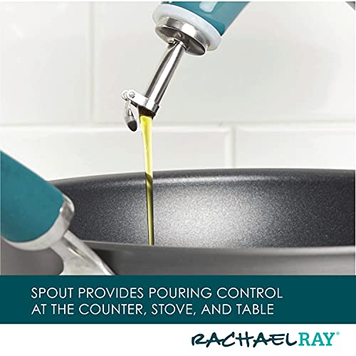 Rachael Ray 48467 Ceramic EVOO Oil and Vinegar Dispensing Bottle with Spout, 24 Ounce - Agave Blue - Image 3