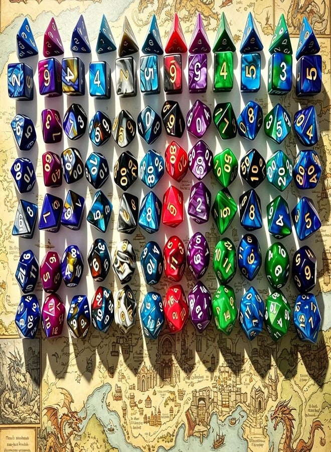 CREEBUY Polyhedral DND Dice Set-12 Pack Double-Colors D&D Dice Sets Compatible with Dungeons and Dragons Role Playing Game RPG MTG Games Dice with D4 D6 D8 D10 D% D12 D20 (12 Colors Set) - Image 2