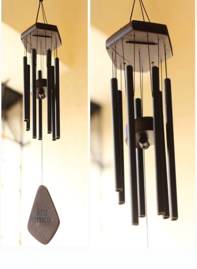 Kramox Black Metal 7 Pipes Wind Chime Home Balcony & Office Positive Energy Aluminum Meditation and Best Gift for Birthday Anniversary Home VASTU and Return Gift Black - Image 2