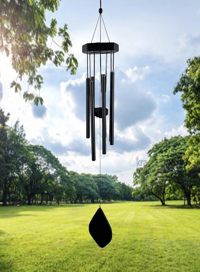 Kramox Black Metal 7 Pipes Wind Chime Home Balcony & Office Positive Energy Aluminum Meditation and Best Gift for Birthday Anniversary Home VASTU and Return Gift Black - Image 1