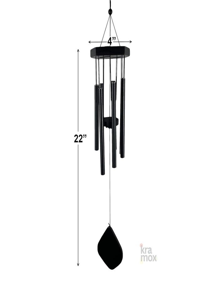 Kramox Black Metal 7 Pipes Wind Chime Home Balcony & Office Positive Energy Aluminum Meditation and Best Gift for Birthday Anniversary Home VASTU and Return Gift Black - Image 5