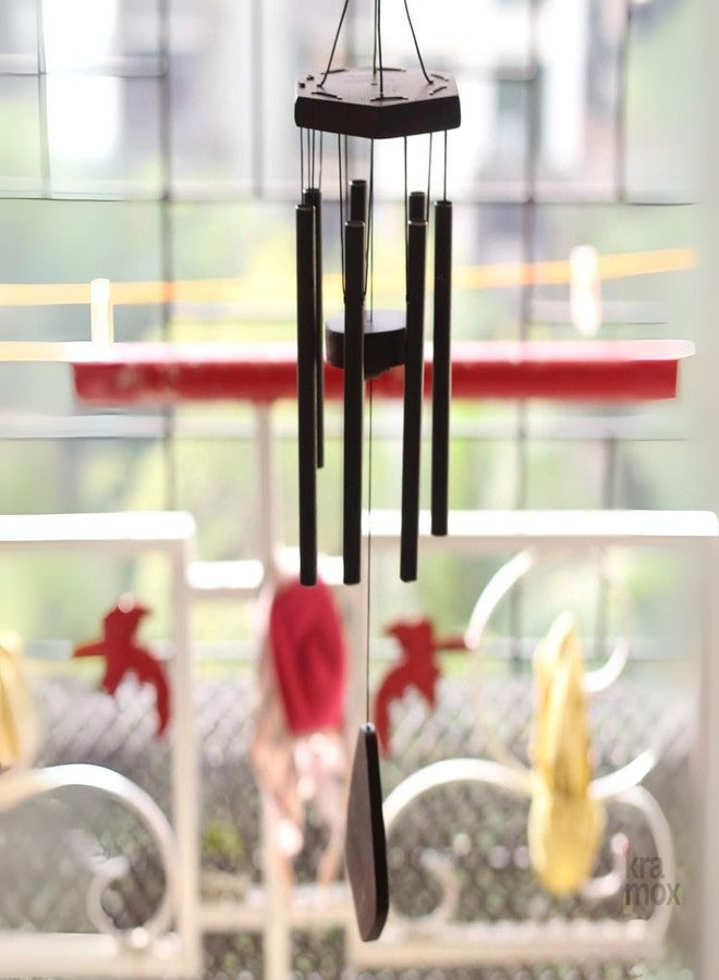 Kramox Black Metal 7 Pipes Wind Chime Home Balcony & Office Positive Energy Aluminum Meditation and Best Gift for Birthday Anniversary Home VASTU and Return Gift Black - Image 3