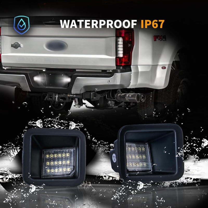 DERMOKA مصباح لوحة الترخيص LED لشاحنة فورد F250 F350 F450 سوبر ديوتي 2017-2025، مجموعة مصباح لوحة الترخيص مع المقبس، أبيض 6000 كلفن، قطعتان - Image 5