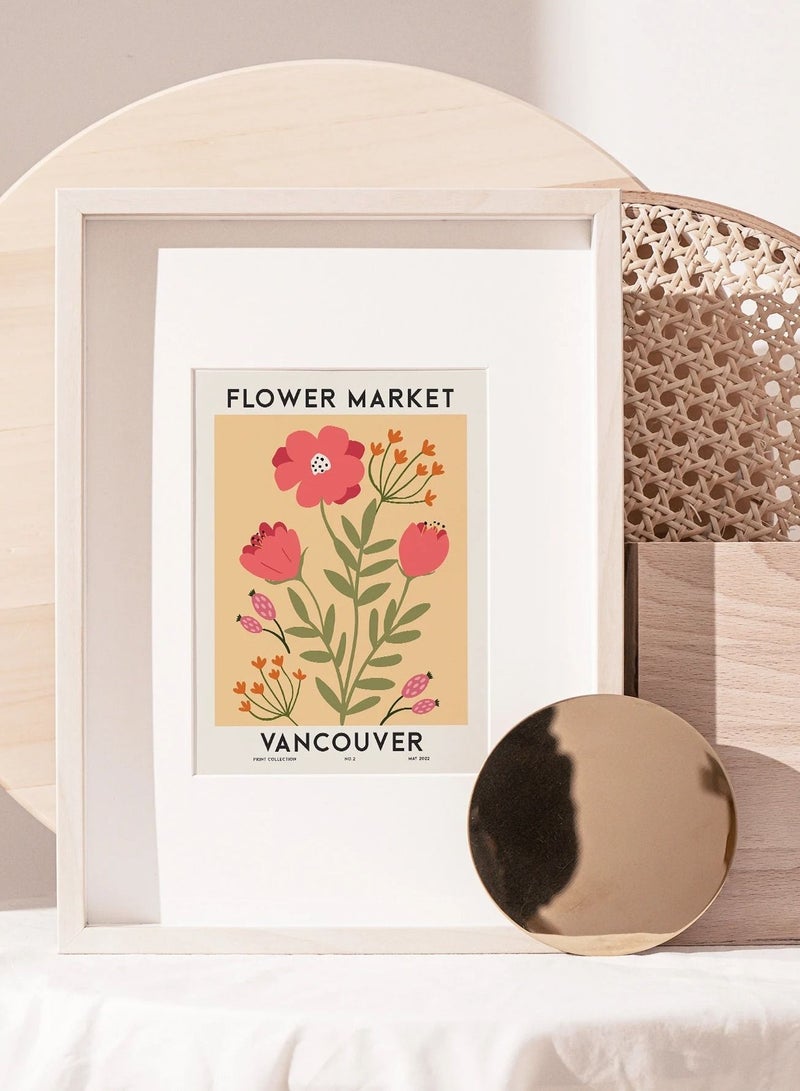 Boomah Accessories Flower Market Vancouver Colorful Botanical Art Poster with Frame 30x40cm 