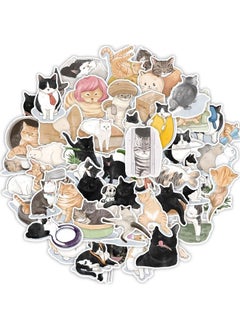 Generic 50-Piece Cat Stickers Cartoon Vinyl Aesthetic Sticker Laptop Stickers for Skateboard Guitar Travel Case Graffiti Sticker Door Luggage Car Bike Bicycle for Kids Teens Girls Adults  - Image 1
