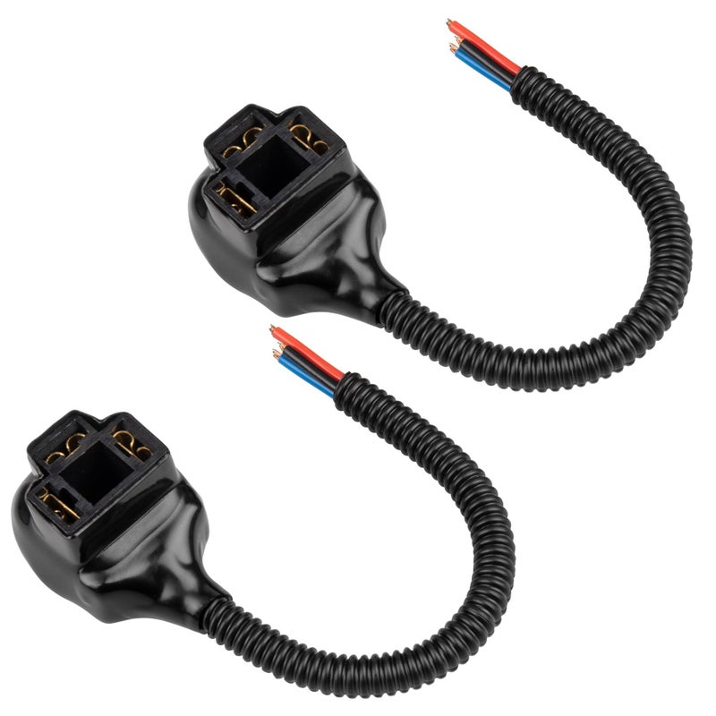 RED WOLF H4 9003 HB2 Wire Harness Adapter Female Socket Fit 4x6 7x6 5x7 Inch Sealed Beam for Headlight Fog Light Retrofit Wire Connector 3 Pin Universal Fits for Jeep/Honda/Ford, Boat Marine 2 PCS - Image 1