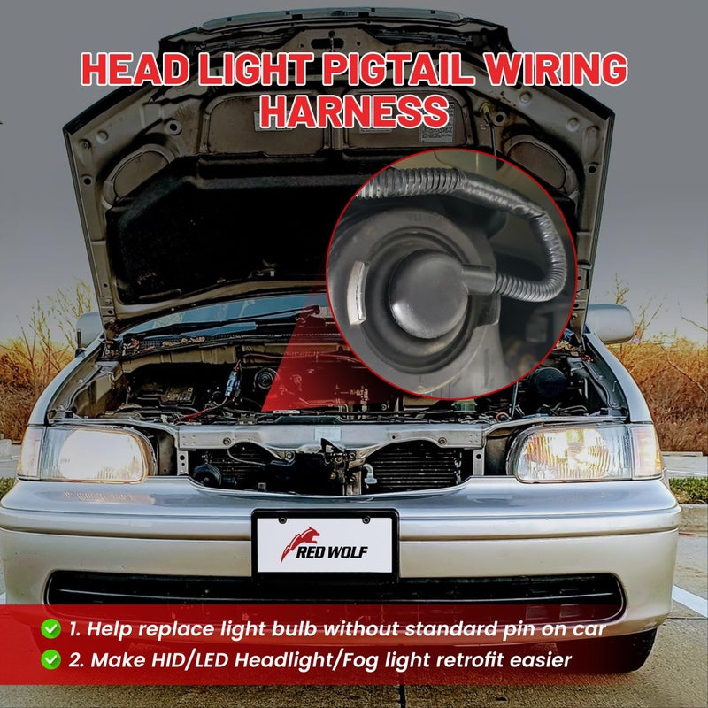 RED WOLF H4 9003 HB2 Wire Harness Adapter Female Socket Fit 4x6 7x6 5x7 Inch Sealed Beam for Headlight Fog Light Retrofit Wire Connector 3 Pin Universal Fits for Jeep/Honda/Ford, Boat Marine 2 PCS - Image 2