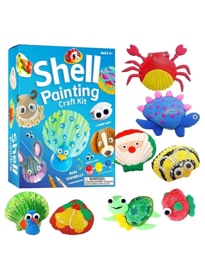 Shell Painting Craft Kit for Kids, Arts  Crafts Gifts for Boys and Girls Ages 4-8, 6-8, 8-10 - Creative Art Activity Toys, Great , Birthday Gifts for 5, 6, 7, 8 Year Old Girls - Image 1