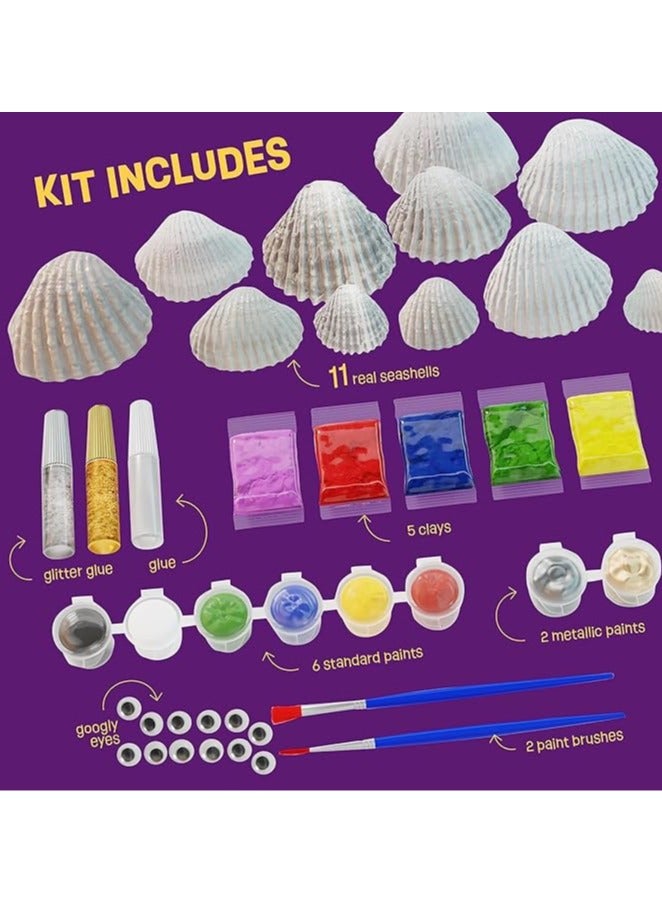 Shell Painting Craft Kit for Kids, Arts  Crafts Gifts for Boys and Girls Ages 4-8, 6-8, 8-10 - Creative Art Activity Toys, Great , Birthday Gifts for 5, 6, 7, 8 Year Old Girls - Image 2