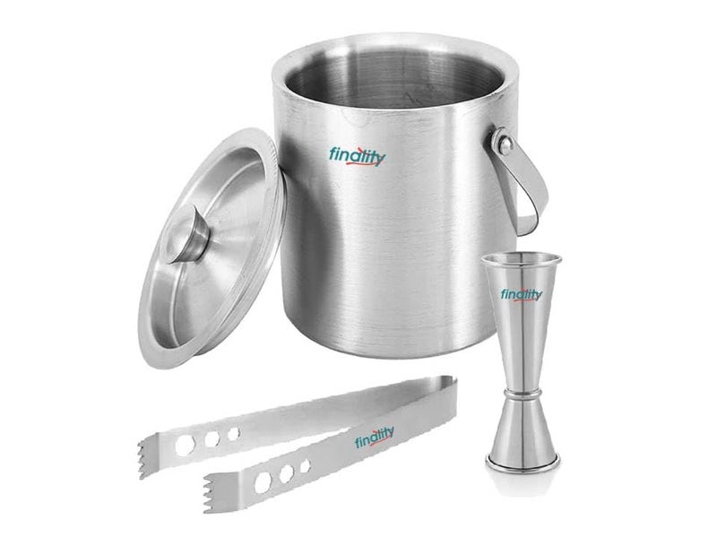 finality Double Walled Stainless Steel Insulated Ice Bucket with Lid Ice Tong peg Measure 15 Liter Keeps Ice Cold for Long hrs Great bar Tools for Home bar Accessories Ring PEG Measure - Image 1