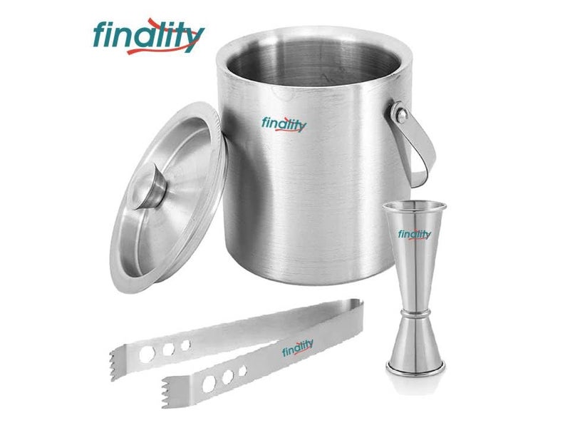 finality Double Walled Stainless Steel Insulated Ice Bucket with Lid Ice Tong peg Measure 15 Liter Keeps Ice Cold for Long hrs Great bar Tools for Home bar Accessories Ring PEG Measure - Image 2