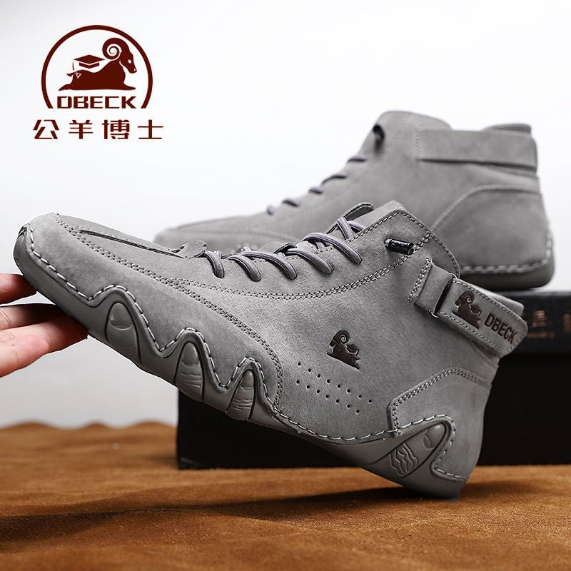 Cross-border hot style independent station men's shoes high-top men's casual shoes shoes Dr. Ram first layer leather Martin boots men G8008 Khaki (spot on the same day) 48 - Image 2