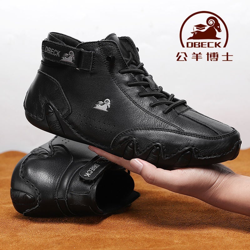 Cross-border hot style independent station men's shoes high-top men's casual shoes shoes Dr. Ram first layer leather Martin boots men G8008 Khaki (spot on the same day) 48 - Image 4
