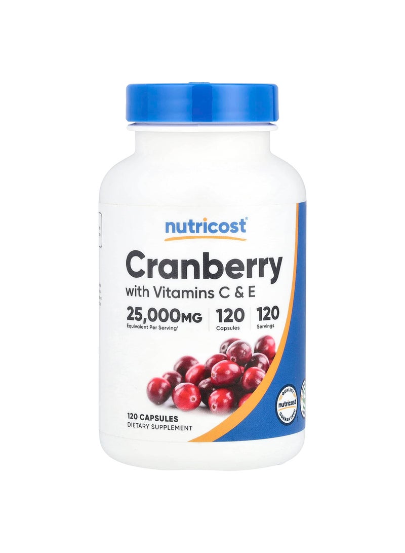 Nutricost Cranberry with Vitamins C & E, 120 Capsules
