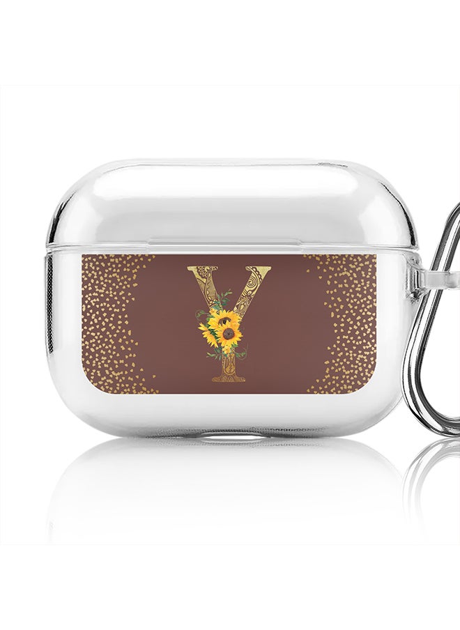 Stylizedd - Classic Clear printed Case for Apple AirPods Pro 2nd Generation Thin Transparent Cover - Custom Monogram Initial Letter Mandala Floral Pattern Alphabet - Y (Brown ) - Image 1