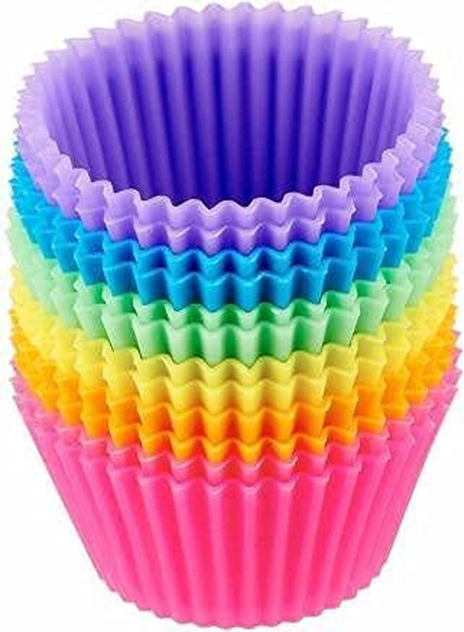 vedvit Round Silicon Moulds for Cupcake, Jelly and Muffin | Microwave Oven and OTG Baking Mould (Set of 12) - Image 3