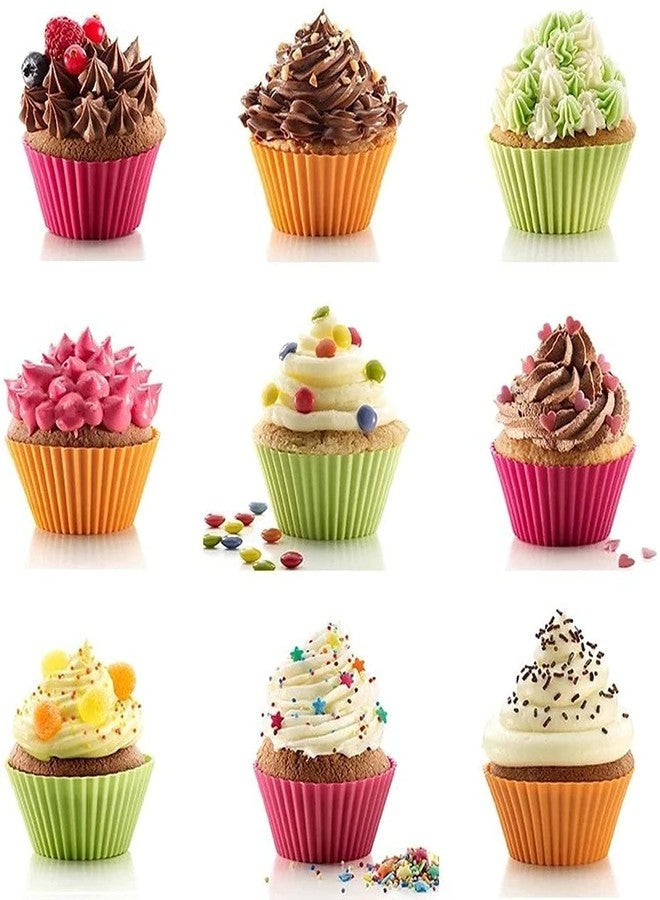 vedvit Round Silicon Moulds for Cupcake, Jelly and Muffin | Microwave Oven and OTG Baking Mould (Set of 12) - Image 1