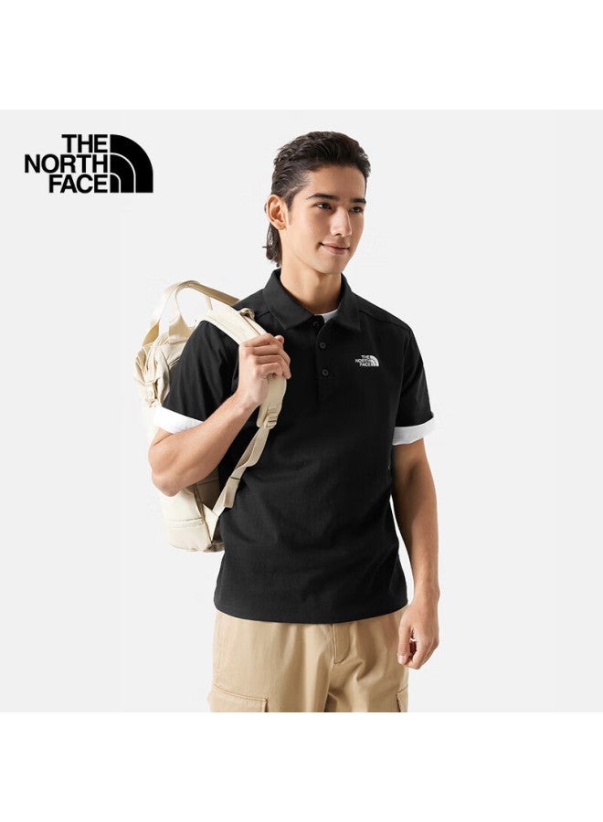 THE NORTH FACE The North Face Short Sleeve Polo Men's And Women's Outdoor Comfortable Breathable Short Sleeve 8av3 Cosmic Black/jk3 Xxl - Image 2