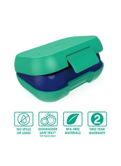 Bentgo Kids Snack 2 Compartment Leak Proof Bento - Style Food Storage For Snacks And Small Meals, Easy - Open Latch, Dishwasher Safe , And Bpa - Freeideal For Ages 3+ (Green/Navy)  - Image 2