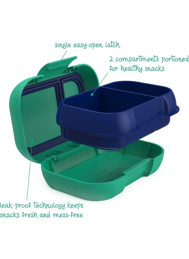 Bentgo Kids Snack 2 Compartment Leak Proof Bento - Style Food Storage For Snacks And Small Meals, Easy - Open Latch, Dishwasher Safe , And Bpa - Freeideal For Ages 3+ (Green/Navy)  - Image 5