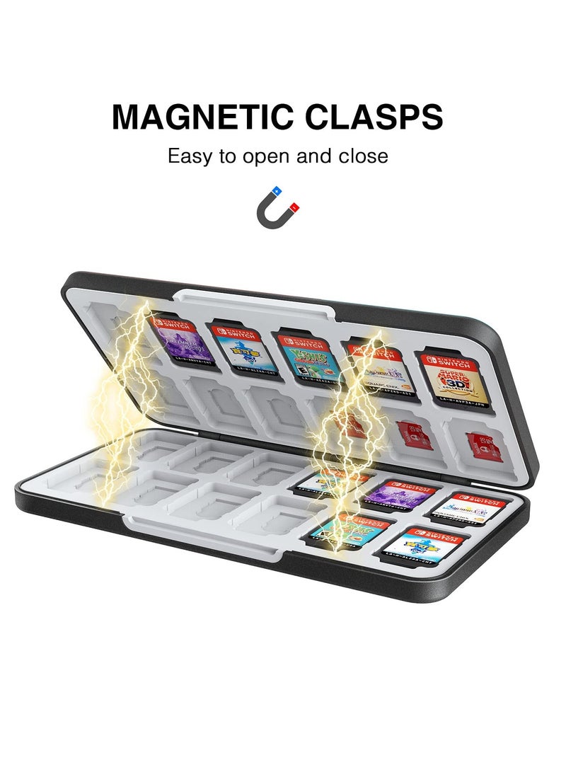 KASTWAVE Game Card Case for Nintendo Switch OLED Game Card Micro SD Memory Cards with 24 Game Card Slots and 24 Micro SD Card Slots,Carbon Fibre Surface Shell Silicone Lining Portable Cartridge Storage Box - Image 3