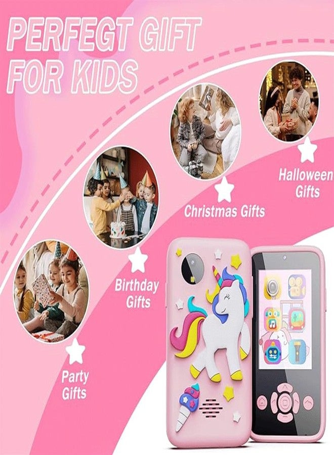 MANVI Kids Smart Phone for Girls, Phone Toy for Children 3 4 5 6 7 8 Year Old, Christmas Birthday Gifts for Kids Age 3-8, MP3 Music Player Dual Camera (Unicorn, Pink) - Image 3