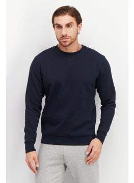 Celio Men Crew Neck Plain Long Sleeves SweatShirt, Navy Blue  - Image 1