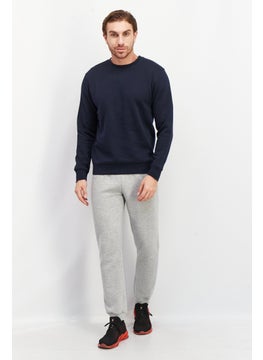 Celio Men Crew Neck Plain Long Sleeves SweatShirt, Navy Blue  - Image 3