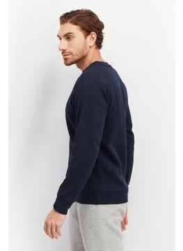 Celio Men Crew Neck Plain Long Sleeves SweatShirt, Navy Blue  - Image 4