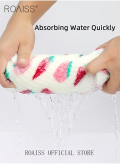 roaiss 2 Pcs Cute Bath Set for Women 1 Coral Fleece Bath Towel Wrap Dress with Bow and 1 Super Absorption Hair Drying Cap Sets Thickening Tube Top Bath Skirt and Towel Hat Suit with Cute Strawberry Print  - Image 3