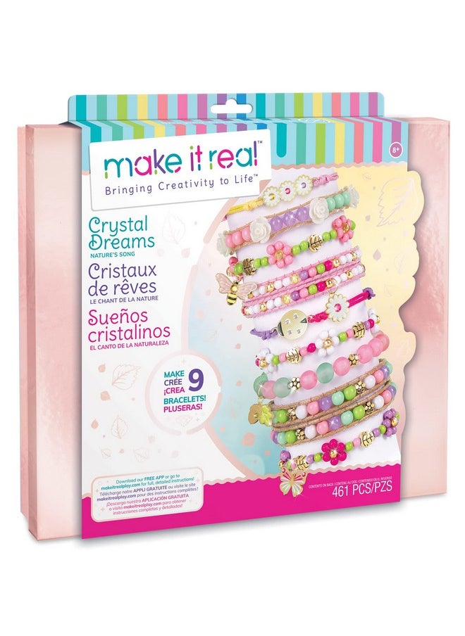 Make It Real Make It Real Crystal Dreams Nature Song|Create 9 Unique Charm Bracelets, 461 Pieces, Green Pink & Purple, All-in-One, DIY Charm & Bead Jewelry Kit|Arts & Crafts for Girls|Kids Ages 8+|Made in India  - Image 1