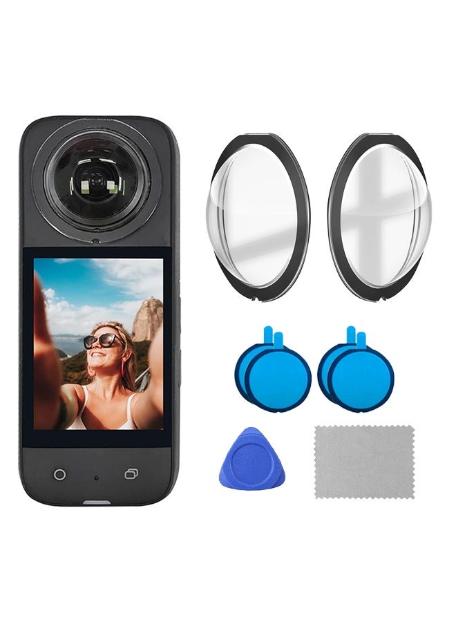 2 Pcs Lens Cover for Insta360 X3 Camera Lens Protector Kit, Panoramic Lens Protective Adhesive Waterproof Scratch Protection, Protective Film Cover Camera Protection Accessories  - Image 1