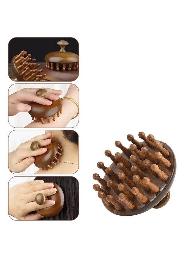 2pcs Natural Sandalwood Multi-Function Massager Set - Handheld Scalp Meridian and Nose Tool, Eye & Face Relaxation Aids for Improved Blood Circulation in Head/Face Shoulder Neck Abdomen Limbs Acupressure Gua Sha Holiday Gift - Image 2