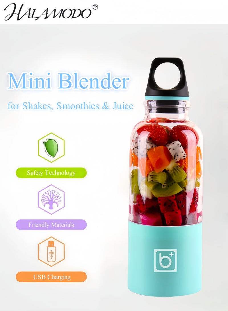 HALAMODO Portable Electric USB Juicer Blender Cup, Mini Blender with Six Blades for Shakes, Smoothies & Juice(500ml) - Image 4