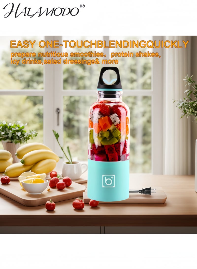 HALAMODO Portable Electric USB Juicer Blender Cup, Mini Blender with Six Blades for Shakes, Smoothies & Juice(500ml) - Image 3