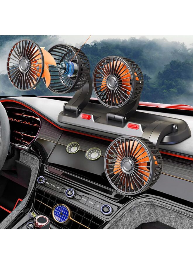 مروحة تبريد محمولة للسيارة بثلاثة رؤوس، قابلة للتعديل بسرعتين، تدور 360 درجة 12 فولت للمقاعد الخلفية مع قابس ولاعة سجائر، تدفق هواء قوي للمركبات والسيارات الترفيهية وسيارات الدفع الرباعي - Image 5
