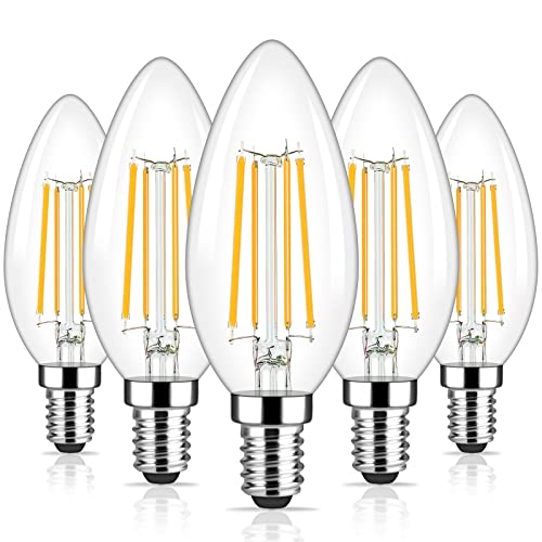 Brightever Dimmable Candelabra E12 LED Light Bulbs 60W Equivalent 5Pack B10 6W Chandelier Light Bulbs 620Lm 2700K Warm White Candle Lightbulbs for Wall Sconce Clear Glass - Image 1