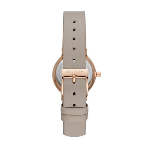 Skagen Women's Freja Lille Two-Hand Rose Gold Stainless Steel and Gray Leather Band Watch (Model: SKW3005) - Image 2