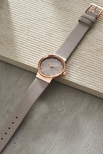 Skagen Women's Freja Lille Two-Hand Rose Gold Stainless Steel and Gray Leather Band Watch (Model: SKW3005) - Image 5