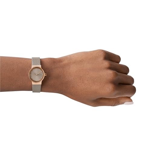 Skagen Women's Freja Lille Two-Hand Rose Gold Stainless Steel and Gray Leather Band Watch (Model: SKW3005) - Image 4