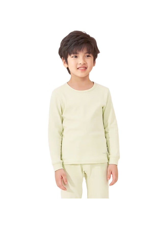 THREEGUN Sanqiang Children'S Class A Comfortable Soft Cotton Boys' Round Neck Long-Sleeve Pure Cotton Underwear Set 29487D0 Bean Green 120 - Image 2