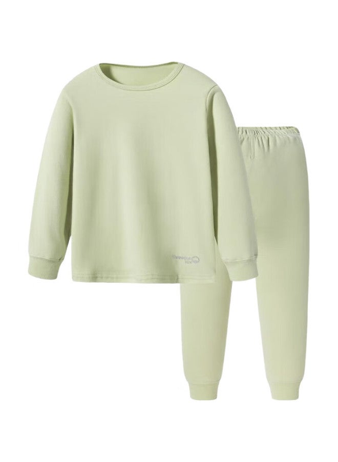 THREEGUN Sanqiang Children'S Class A Comfortable Soft Cotton Boys' Round Neck Long-Sleeve Pure Cotton Underwear Set 29487D0 Bean Green 120 - Image 3