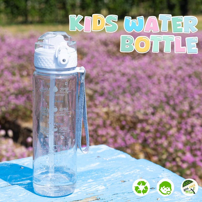 OLDLEY 17oz Kids Water Bottle for School - Motivational With Silicone Straw, Leak-Proof Tritan BPA-Free, Reusable for Girls Boys, Clear - Image 2