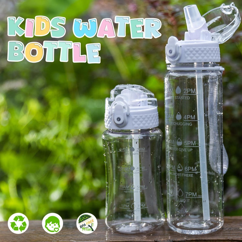 OLDLEY 17oz Kids Water Bottle for School - Motivational With Silicone Straw, Leak-Proof Tritan BPA-Free, Reusable for Girls Boys, Clear - Image 3