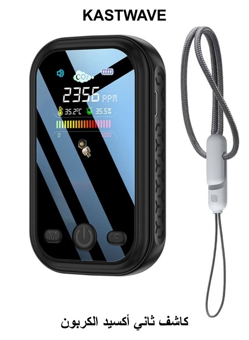 KASTWAVE Mini CO2 Detector, Portable Multi-Function CO2 Monitor Meter, Air Quality Monitor, Carbon Dioxide Detector with CO2 Alarm, Temperature and Humidity Detector for Travel Home Indoor - Image 1